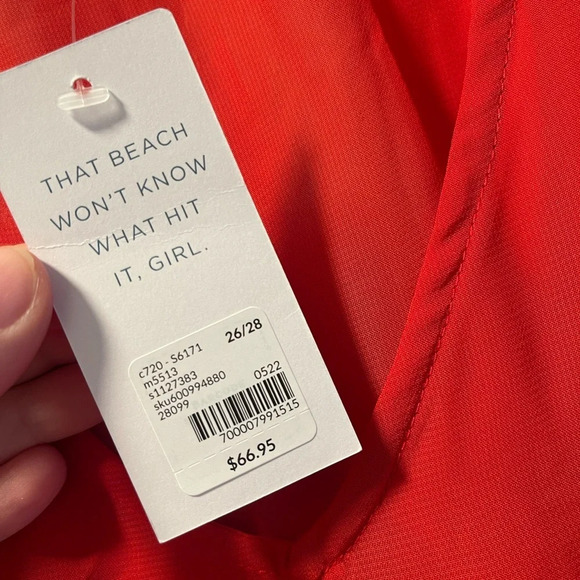 Cacique Swim | Chiffon Dolman Cover-up in Goji Berry, 26/28 - Picture 5 of 8